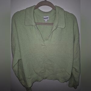 Sundays Best Women's Light Green V-Neck Sweater